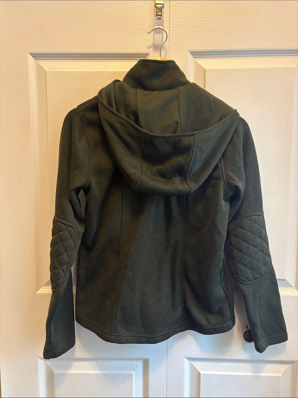 Eddie Bauer Olive Green Quilted Fleece Jacket with Snap Hood - Picture 13 of 13